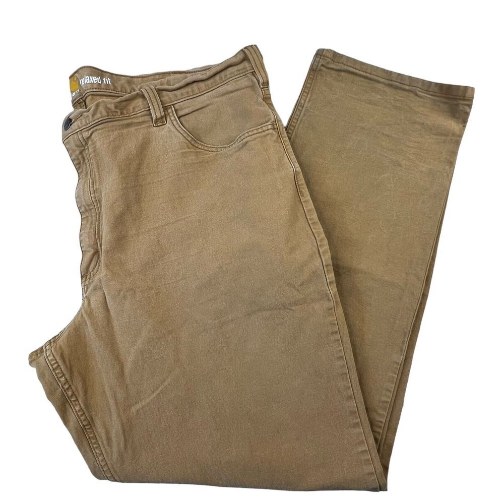 Carhartt Mens‎ Rugged Flex Relaxed Fit Canvas Work Pants Size 42x32 Tan Utility
